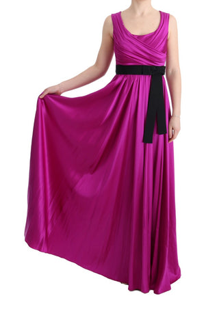 Rosa Seiden-Stretch-Shift-Maxikleid