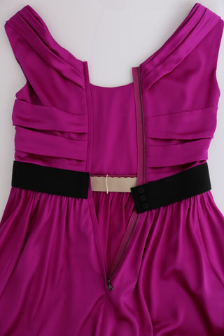 Rosa Seiden-Stretch-Shift-Maxikleid