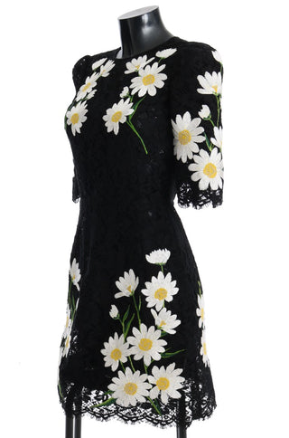 Vestido de Encaje Floral Negro de Manzanilla Sicilia