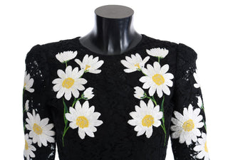 Vestido de Encaje Floral Negro de Manzanilla Sicilia