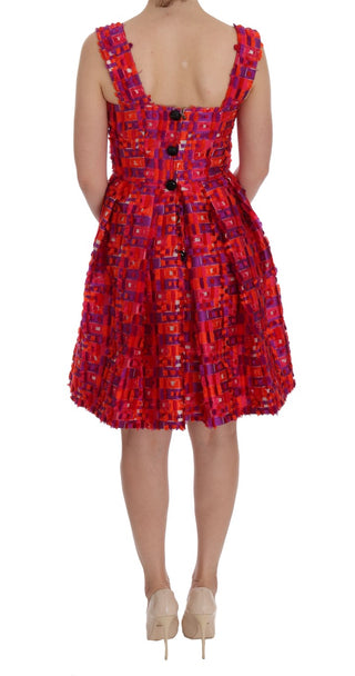 Pinkes A-linien-Kleid mit Muster, knielang