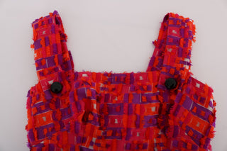 Pinkes A-linien-Kleid mit Muster, knielang