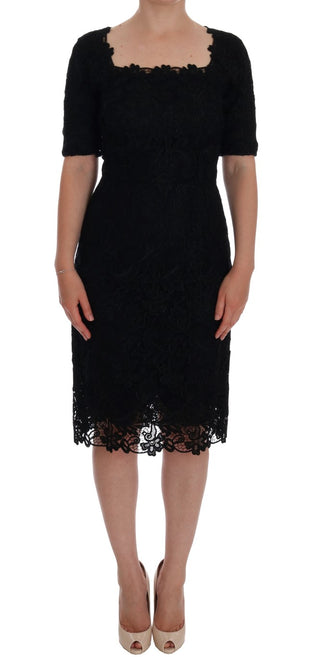 Vestido Sheath Floral Negro con Ricamo
