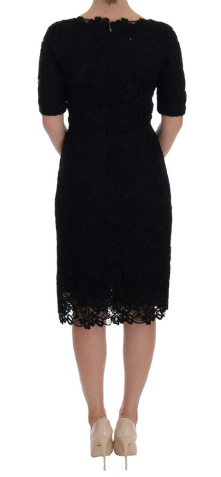 Vestido Sheath Floral Negro con Ricamo