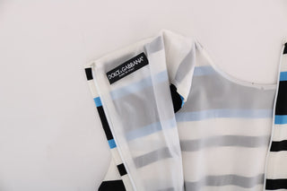 Blau-weiß gestreiftes Shift-Kleid aus Stretch-Seide