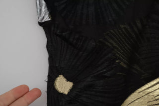 Gold Silber Seidenjacquard durchsichtige Top Bluse