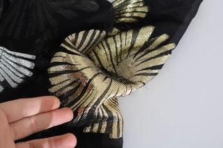 Gold Silber Seidenjacquard durchsichtige Top Bluse
