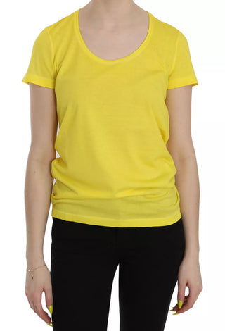 Gelbes Rundhals-Kurzarmshirt Bluse