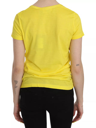 Gelbes Rundhals-Kurzarmshirt Bluse