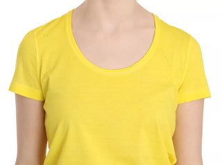Gelbes Rundhals-Kurzarmshirt Bluse