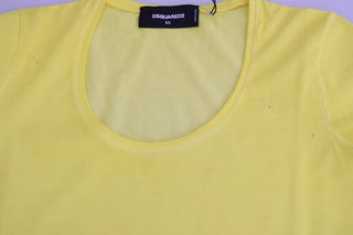 Gelbes Rundhals-Kurzarmshirt Bluse
