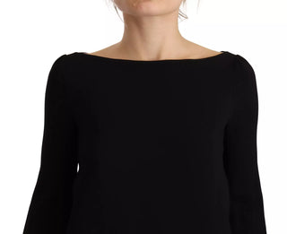 Vestido largo hasta el suelo con mangas largas y abertura lateral en negro