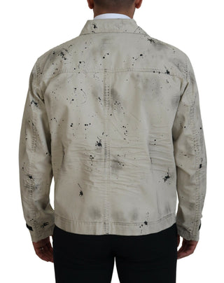 Off-White Casual-Jeansjacke mit schwarzem Splash-Print
