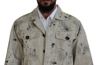 Off-White Casual-Jeansjacke mit schwarzem Splash-Print