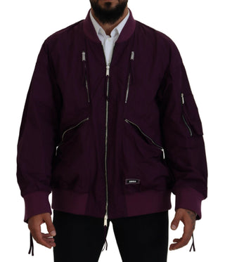Lila Polyester Bomberjacke mit durchgehendem Reißverschluss