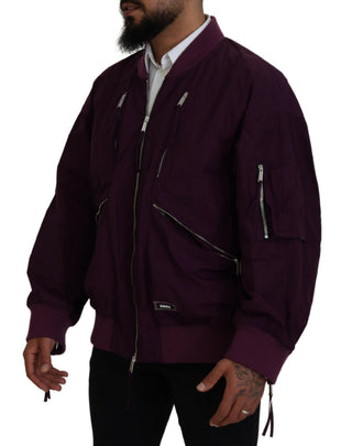 Lila Polyester Bomberjacke mit durchgehendem Reißverschluss