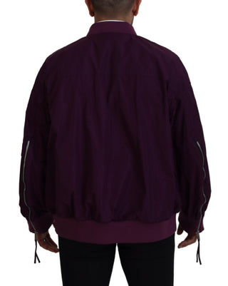 Lila Polyester Bomberjacke mit durchgehendem Reißverschluss