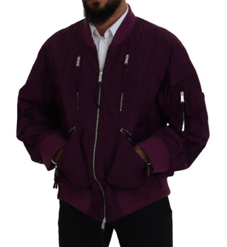 Lila Polyester Bomberjacke mit durchgehendem Reißverschluss