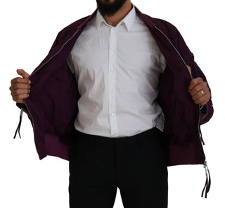 Lila Polyester Bomberjacke mit durchgehendem Reißverschluss