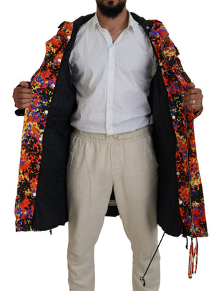 Chaqueta con capucha larga multicolor con bolsillos cargo