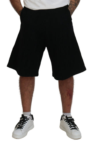 Schwarze einfarbige Bermudashorts zum Hineinschlüpfen für Herren