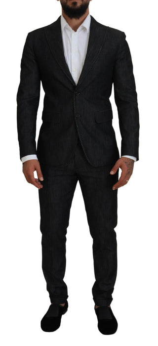Traje MIAMI de 2 piezas negro de algodón con un solo botón