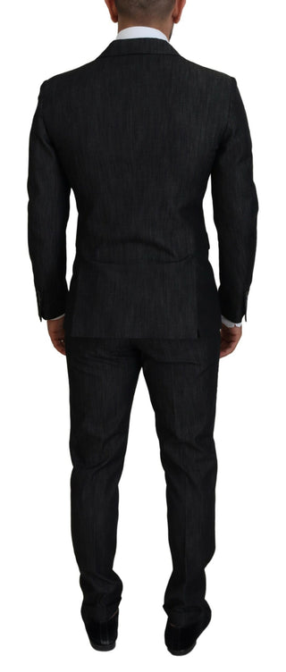 Traje MIAMI de 2 piezas negro de algodón con un solo botón