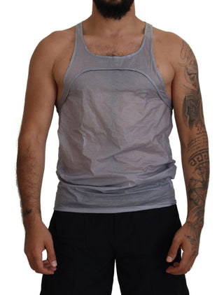 Hellgraues ärmelloses Baumwoll-Tanktop für Herren