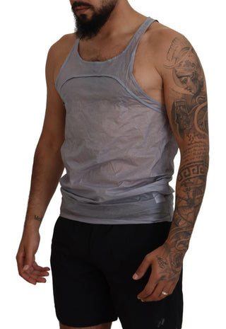 Hellgraues ärmelloses Baumwoll-Tanktop für Herren