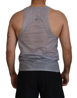 Hellgraues ärmelloses Baumwoll-Tanktop für Herren