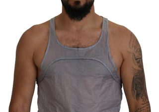 Hellgraues ärmelloses Baumwoll-Tanktop für Herren