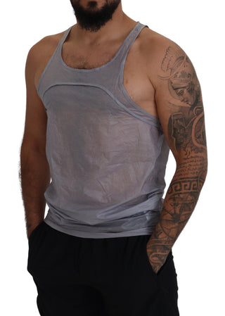 Hellgraues ärmelloses Baumwoll-Tanktop für Herren
