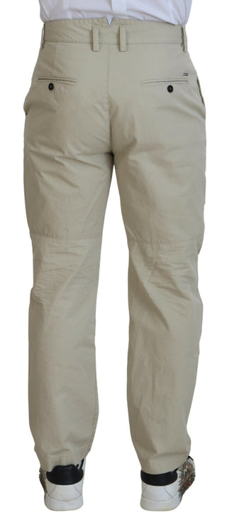 Beige Baumwoll Herren Freizeithose mit geradem Schnitt
