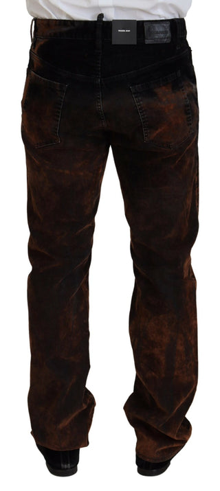 Braune Jeans aus gewaschener Baumwolle im Straight Fit für die Freizeit