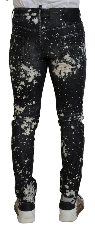 Schwarze Washed White Color Splash Freizeit-Denim-Jeans