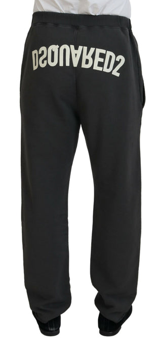 Dunkelgraue Freizeithose für Herren aus Baumwolle im Used-Look