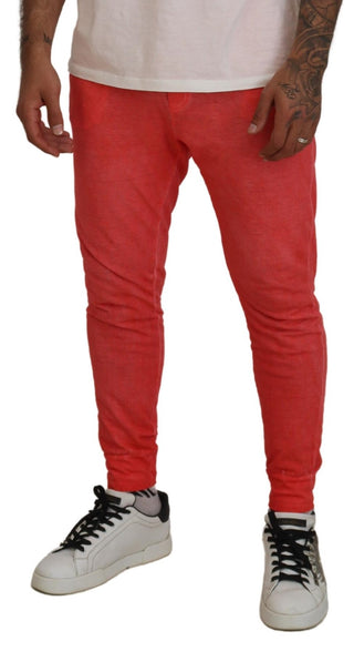 Herrenhose aus orangefarbener Baumwolle mit elastischem Bund und Logo