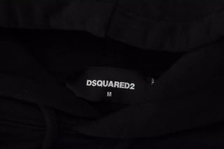 Suéter para hombre de algodón negro con capucha y estampado