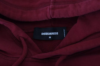 Suéter con capucha de algodón granate desgastado y estampado