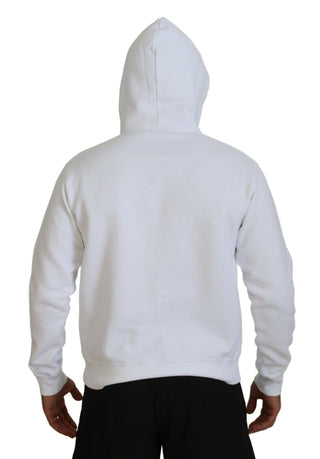 Weißer bedruckter Kapuzenpullover für Herren aus Baumwolle