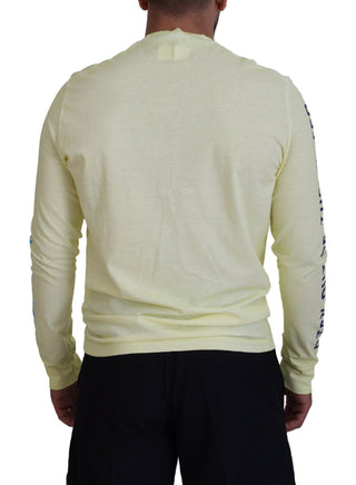 Gelbes, bunt bedrucktes Langarm-Oberteil/T-Shirt