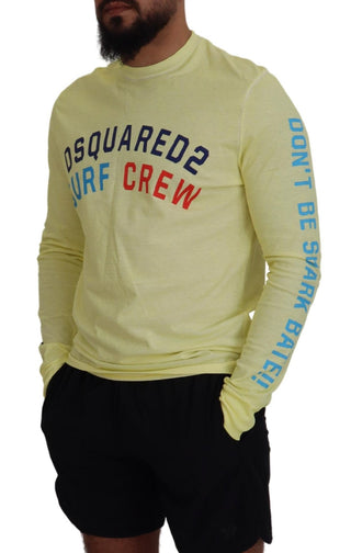 Gelbes, bunt bedrucktes Langarm-Oberteil/T-Shirt