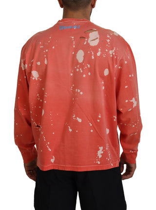 Oranger bedruckter Langarm-Pullover