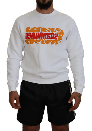 Weißer Pullover aus Baumwolle mit Print und langen Ärmeln