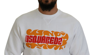Weißer Pullover aus Baumwolle mit Print und langen Ärmeln