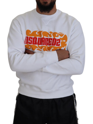 Weißer Pullover aus Baumwolle mit Print und langen Ärmeln
