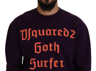 Suéter de algodón púrpura para hombre con estampado