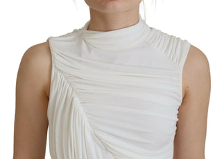 Weißes ärmelloses Bodycon-Minikleid aus Viskose