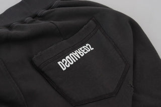 Shorts negros de algodón para hombre con cintura media, desgastados y corte entallado
