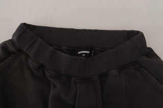 Shorts negros de algodón para hombre con cintura media, desgastados y corte entallado